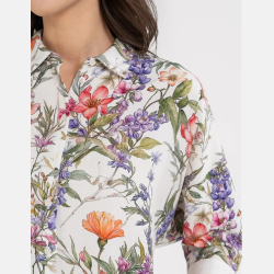 KOSZULA DAMSKA, kwiaty, kołnierz, guziki 100% WISKOZA, OVERSIZE MORAJ